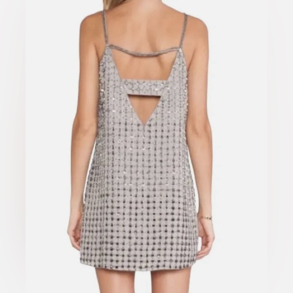 Parker Silver Cocktail NYE Party Spaghetti Strap Dress - Picture 2 of 6